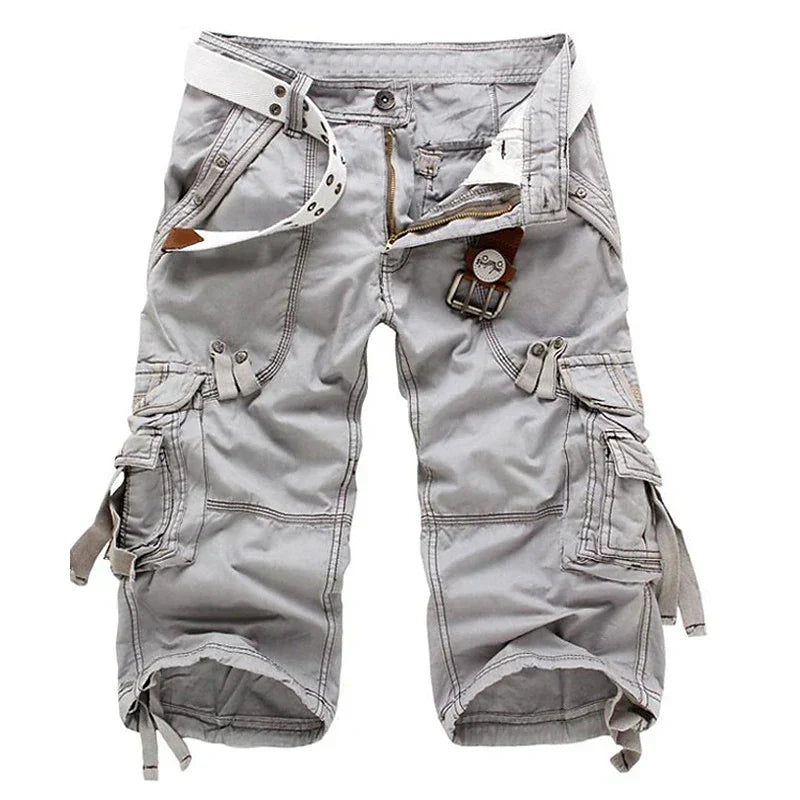 Herren Cargo-Shorts in Uni-Farbe mit mehreren Taschen