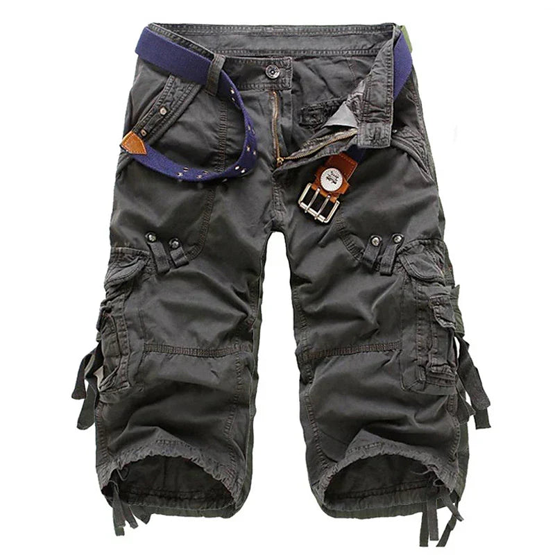 Herren Cargo-Shorts in Uni-Farbe mit mehreren Taschen