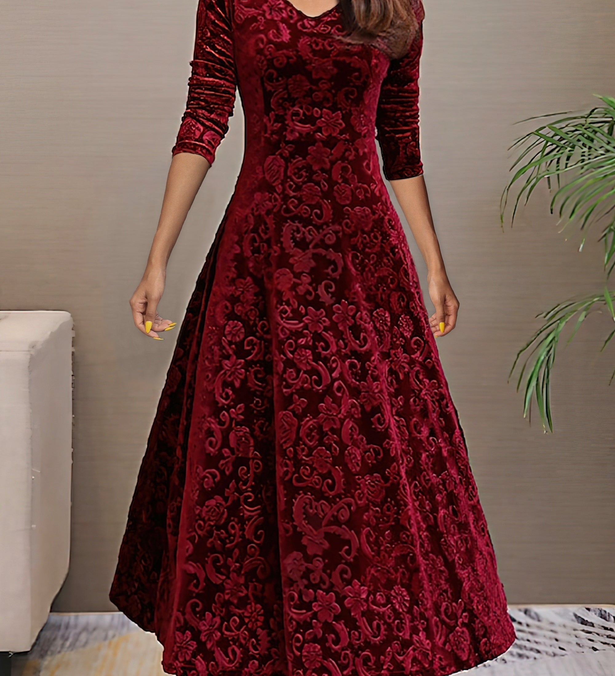 Anny™ - Elegantes Festkleid aus Samt mit V-Ausschnitt