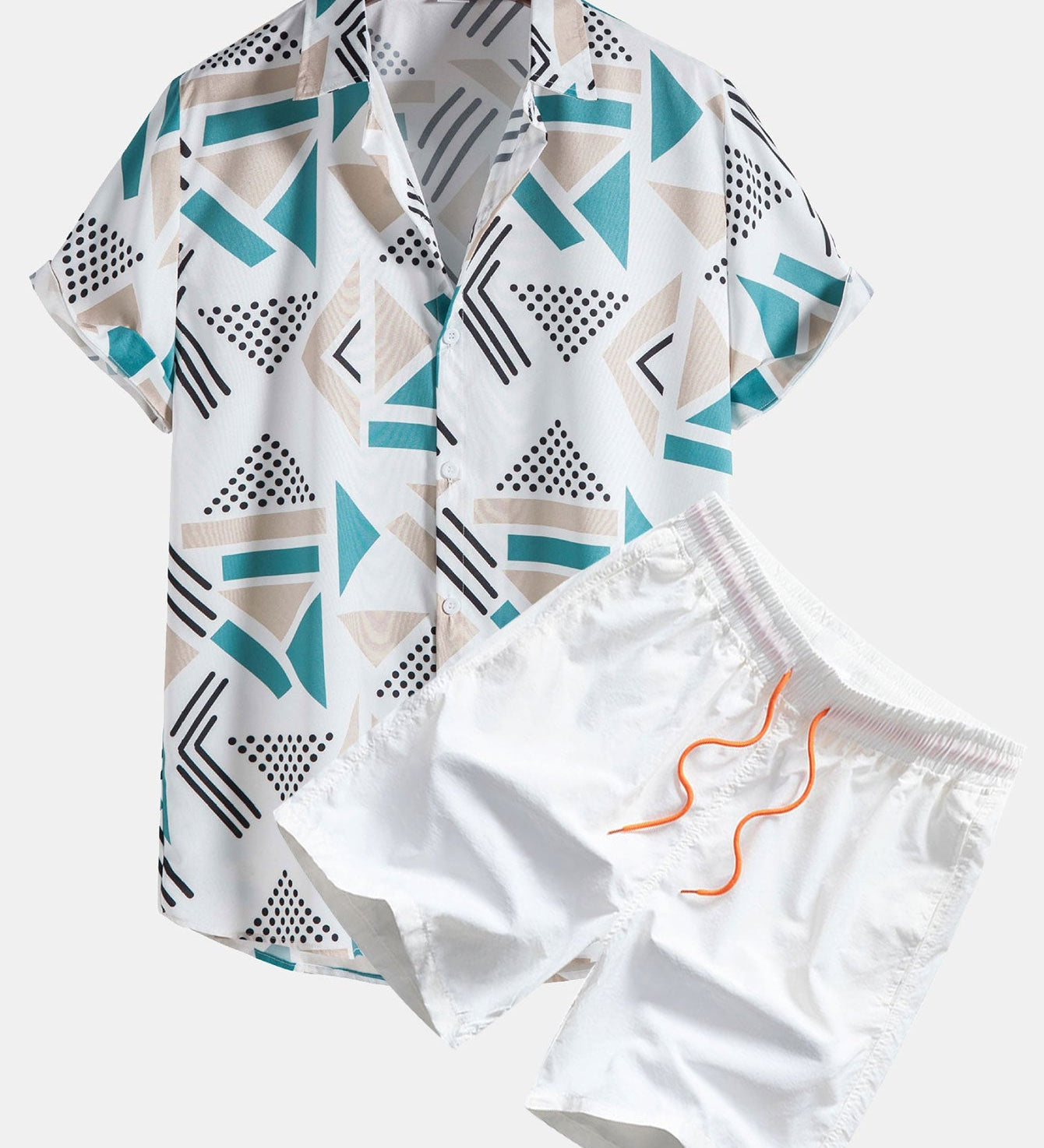 Geometrischer Print Hemd & Schwimmshorts