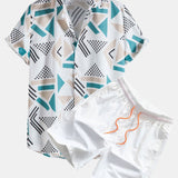 Geometrischer Print Hemd & Schwimmshorts