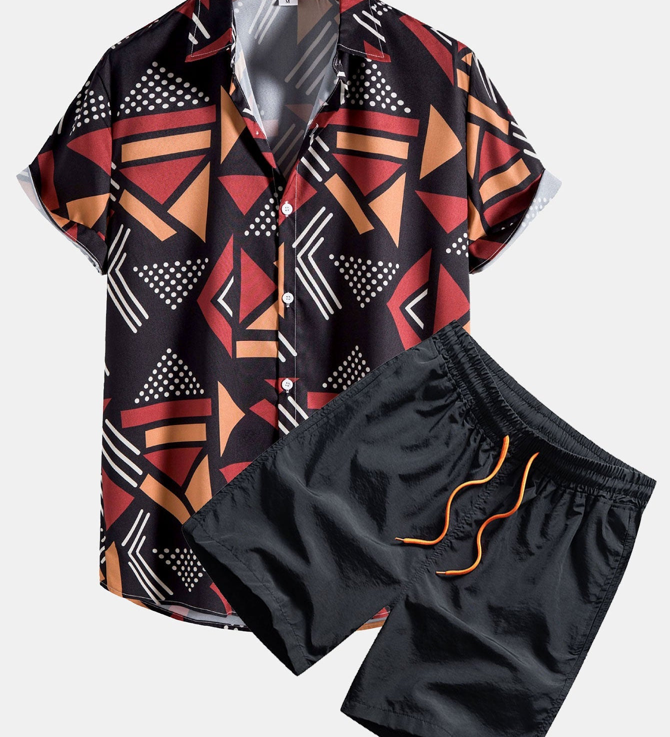 Geometrischer Print Hemd & Schwimmshorts