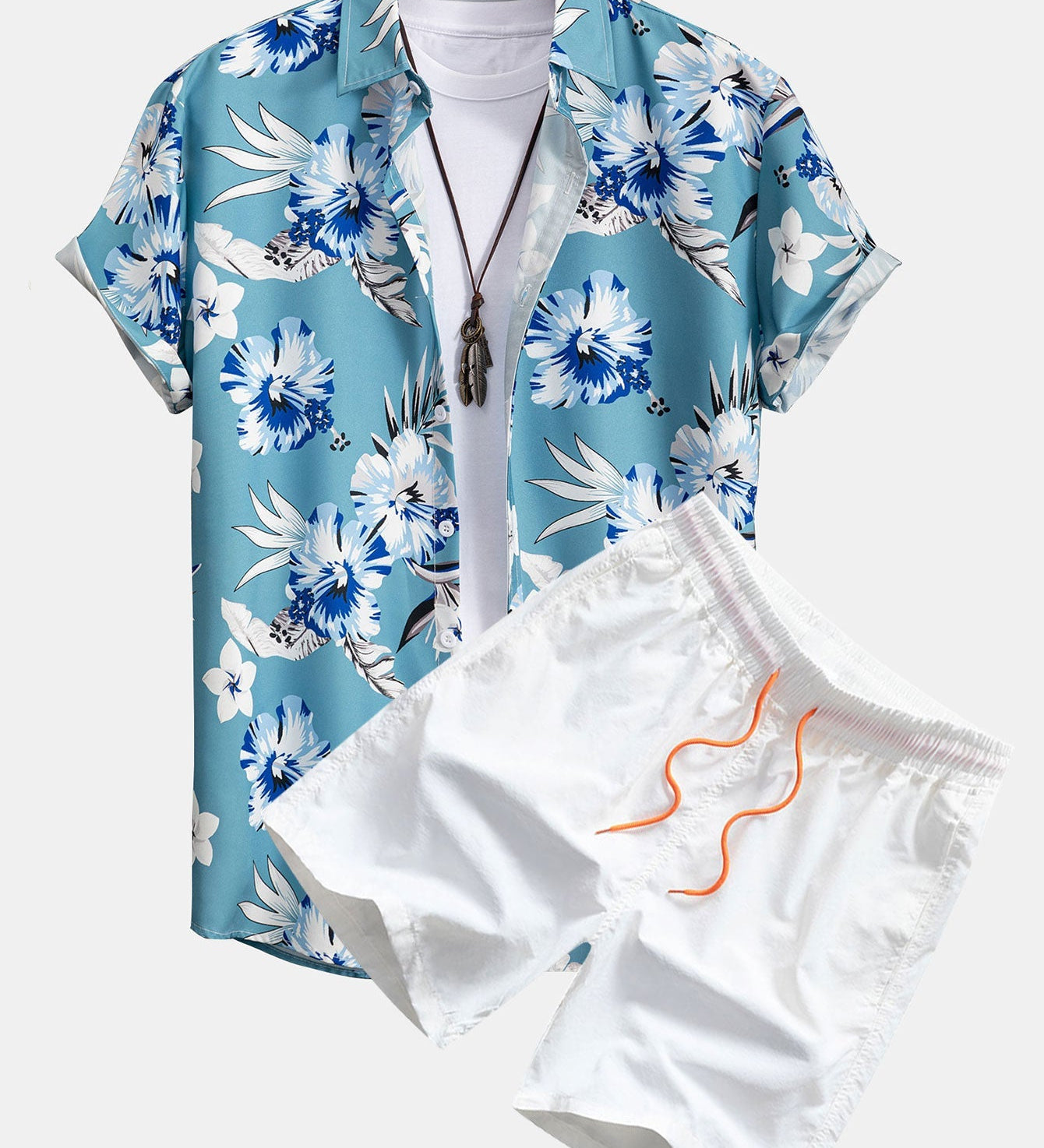 Hemd mit tropischem Blumenmuster & Shorts zum Schwimmen