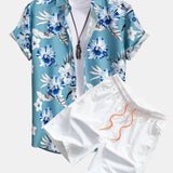 Hemd mit tropischem Blumenmuster & Shorts zum Schwimmen