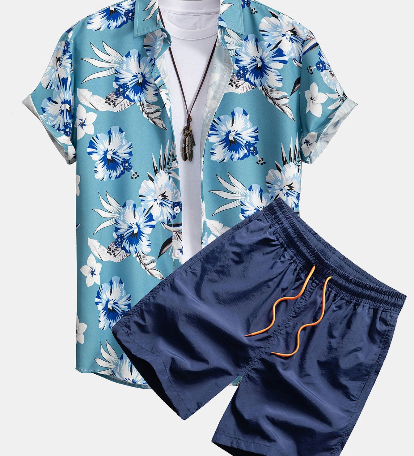 Hemd mit tropischem Blumenmuster & Shorts zum Schwimmen