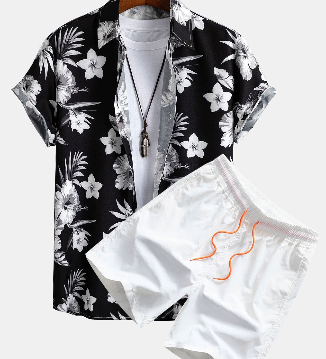 Hemd mit tropischem Blumenmuster & Shorts zum Schwimmen