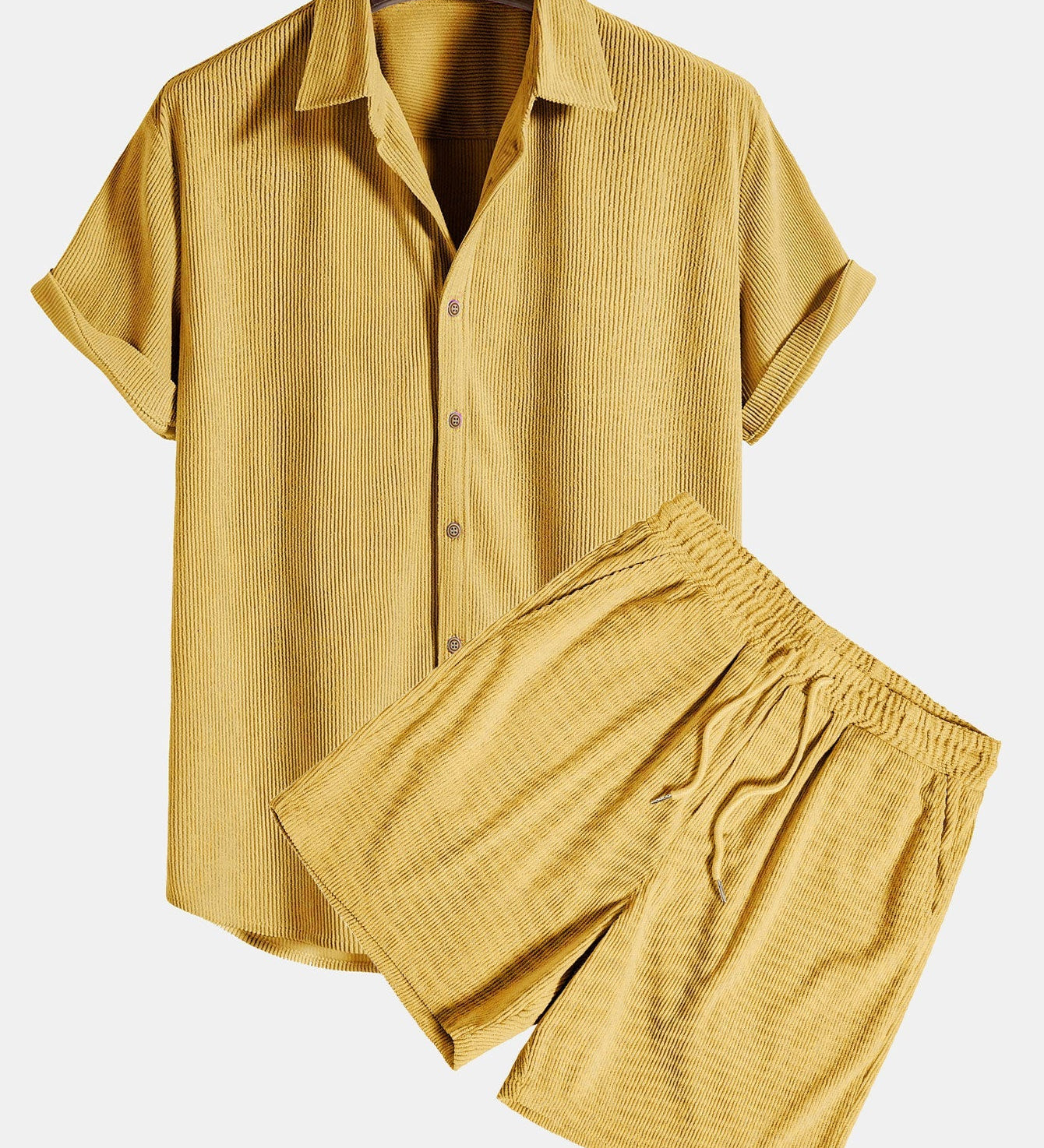 Kurzärmeliges Corduroy Hemd mit Knöpfen & Shorts