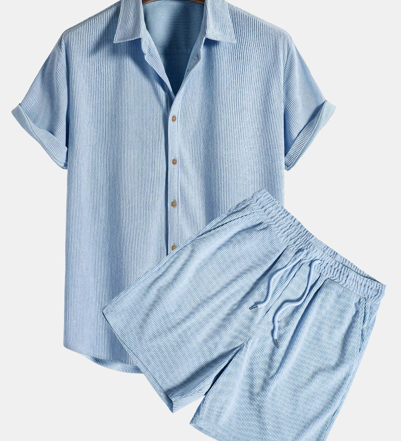 Kurzärmeliges Corduroy Hemd mit Knöpfen & Shorts