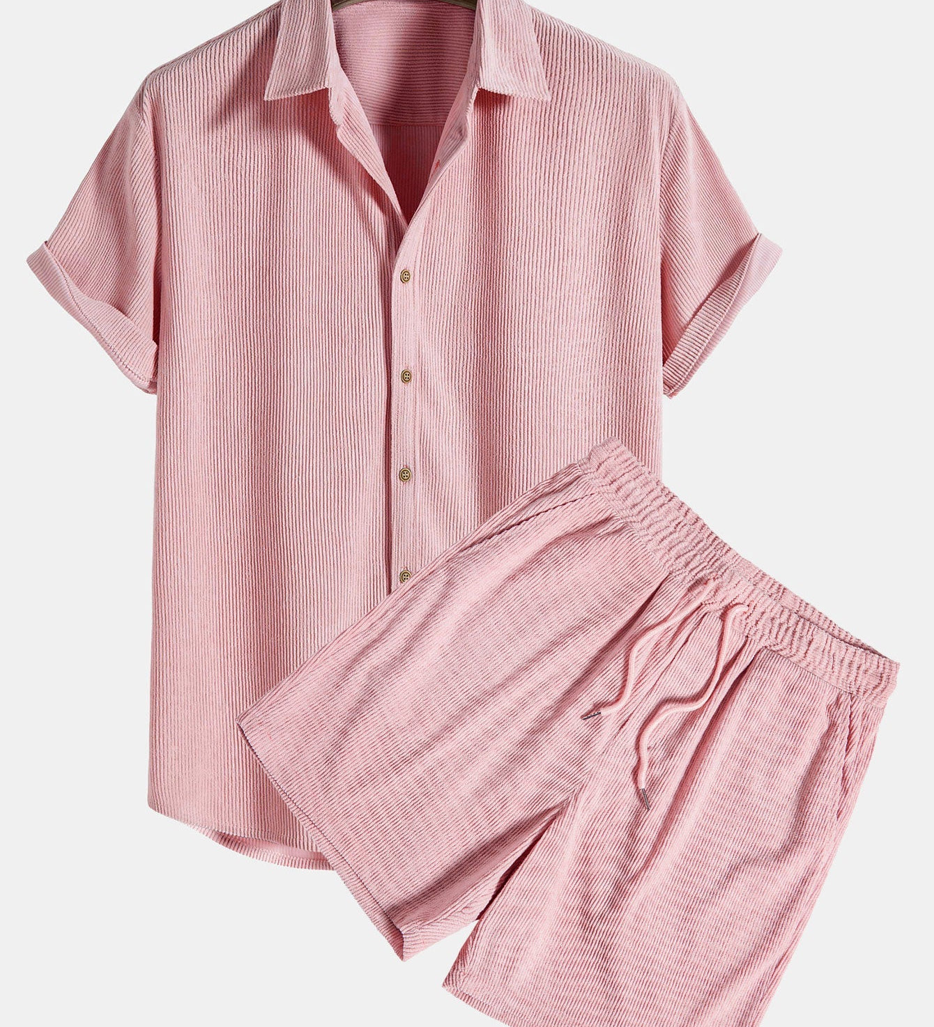 Kurzärmeliges Corduroy Hemd mit Knöpfen & Shorts