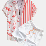 Hemd mit Flamingo-Streifen-Panel und Shorts zum Schwimmen