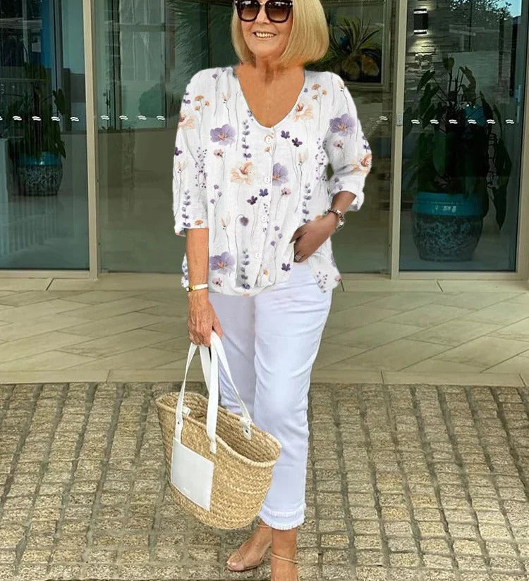 Bellamy | Florale Französische Vintage-Bluse