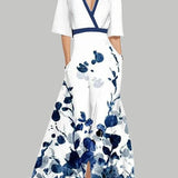 Lea | Strand-Glamour Elegantes Maxi-Kleid-Ensemble mit Halbarm