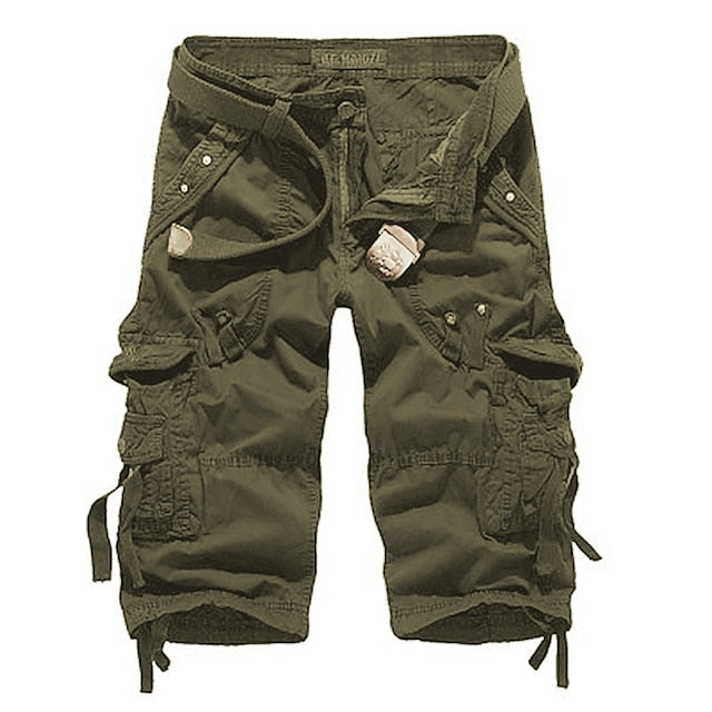 Herren unifarbene Cargo-Shorts mit mehreren Taschen