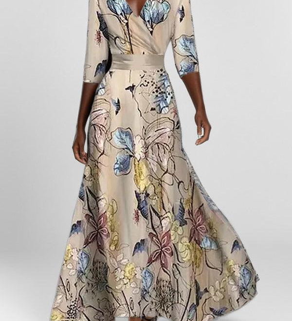 Lea | Strand-Glamour Elegantes Maxi-Kleid-Ensemble mit Halbarm