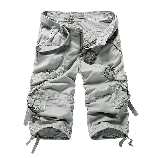 Herren unifarbene Cargo-Shorts mit mehreren Taschen