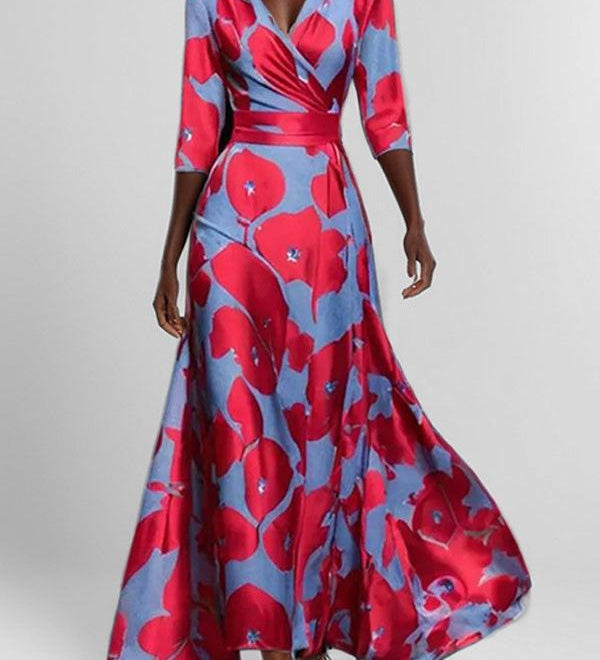 Lea | Strand-Glamour Elegantes Maxi-Kleid-Ensemble mit Halbarm