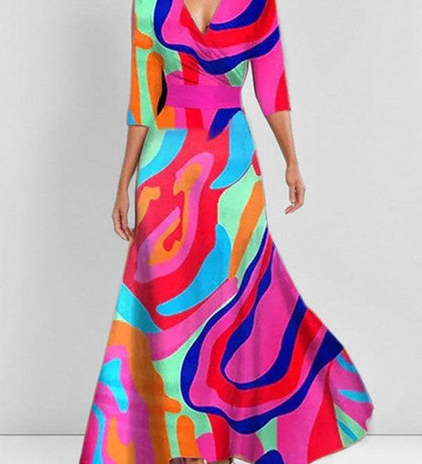 Lea | Strand-Glamour Elegantes Maxi-Kleid-Ensemble mit Halbarm