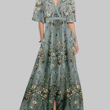 Lea | Strand-Glamour Elegantes Maxi-Kleid-Ensemble mit Halbarm