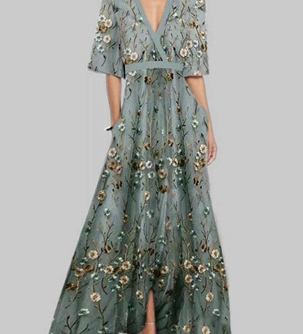 Lea | Strand-Glamour Elegantes Maxi-Kleid-Ensemble mit Halbarm
