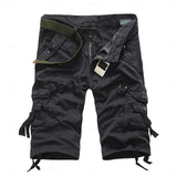 Herren unifarbene Cargo-Shorts mit mehreren Taschen