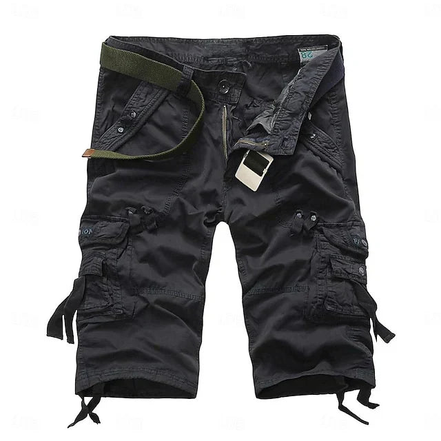 Herren unifarbene Cargo-Shorts mit mehreren Taschen