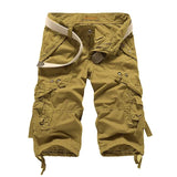 Herren unifarbene Cargo-Shorts mit mehreren Taschen