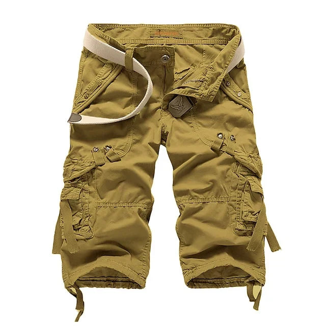 Herren unifarbene Cargo-Shorts mit mehreren Taschen
