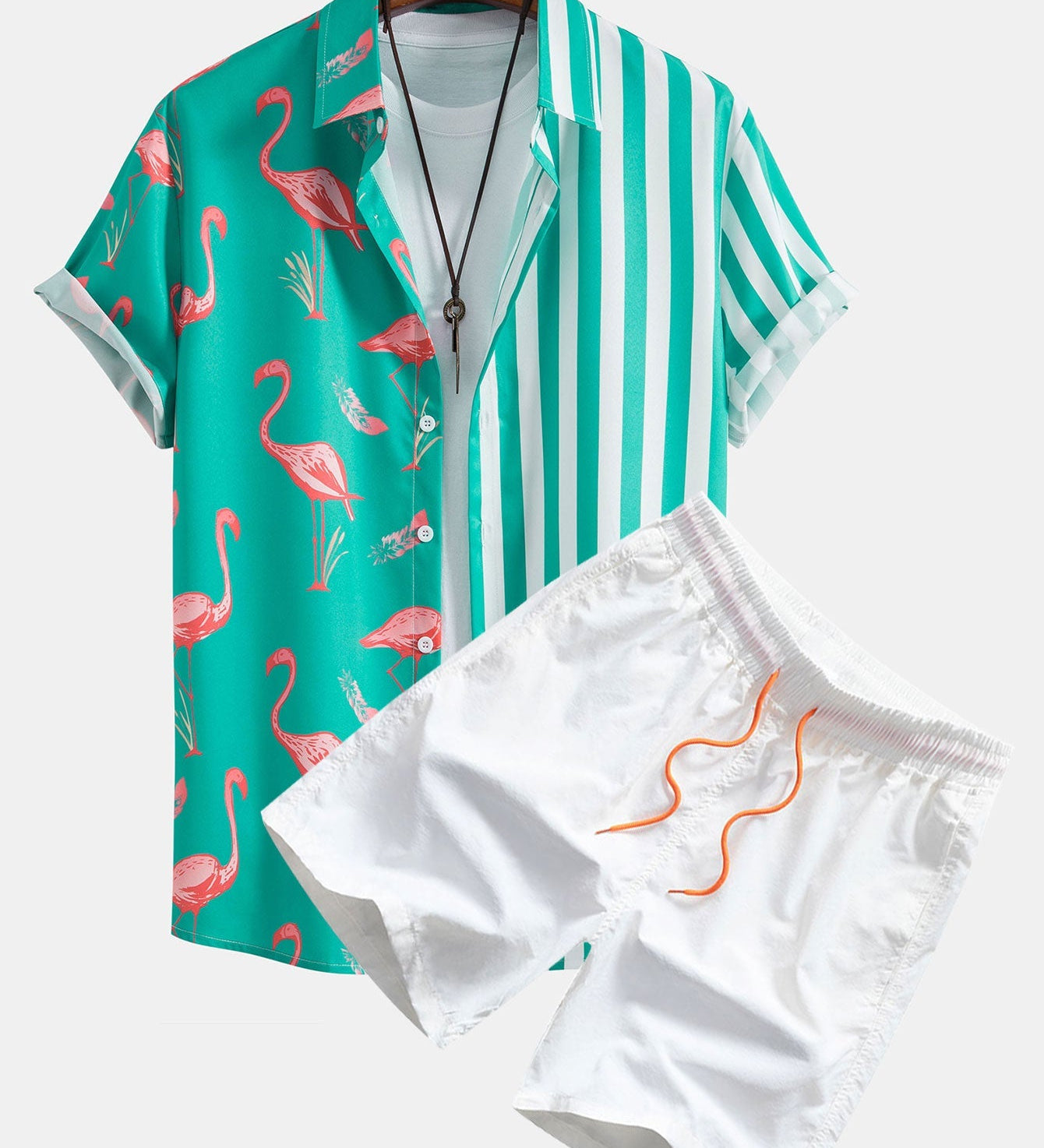 Hemd mit Flamingo-Streifen-Panel und Shorts zum Schwimmen
