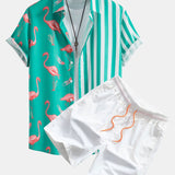 Hemd mit Flamingo-Streifen-Panel und Shorts zum Schwimmen