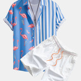 Hemd mit Flamingo-Streifen-Panel und Shorts zum Schwimmen