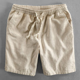 Geometrisches Jacquard Eyelet Cuban Hemd & Shorts aus Leinen-Baumwoll-Mischung