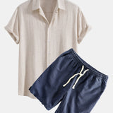 Hemd aus Leinen-Viskose-Mischung mit Knöpfen & Shorts aus Leinen-Baumwoll-Mischung mit Kordelzug