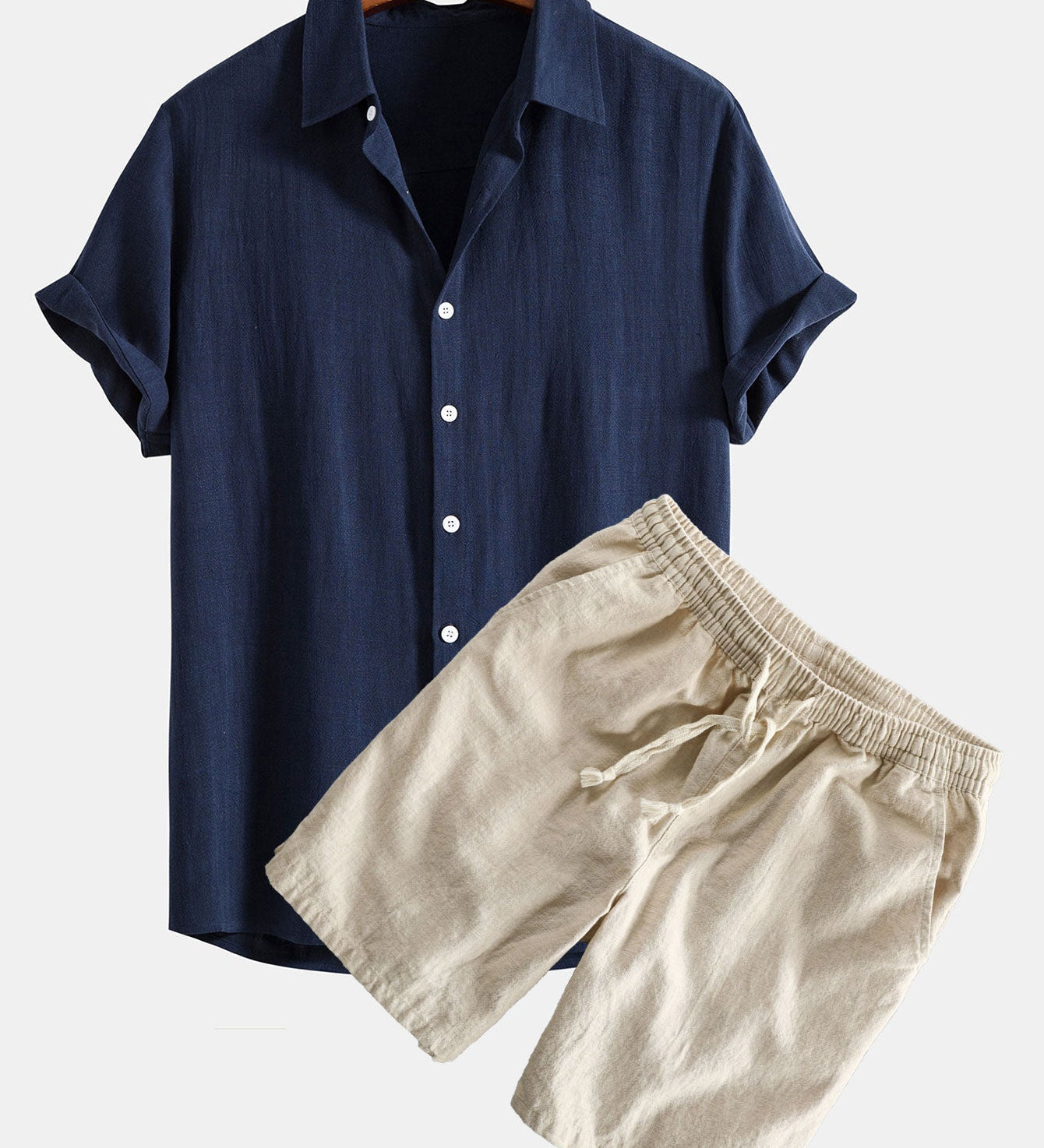 Hemd aus Leinen-Viskose-Mischung mit Knöpfen & Shorts aus Leinen-Baumwoll-Mischung mit Kordelzug