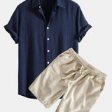 Hemd aus Leinen-Viskose-Mischung mit Knöpfen & Shorts aus Leinen-Baumwoll-Mischung mit Kordelzug