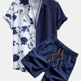 Hemd mit floralem Patchwork-Print und Shorts zum Schwimmen