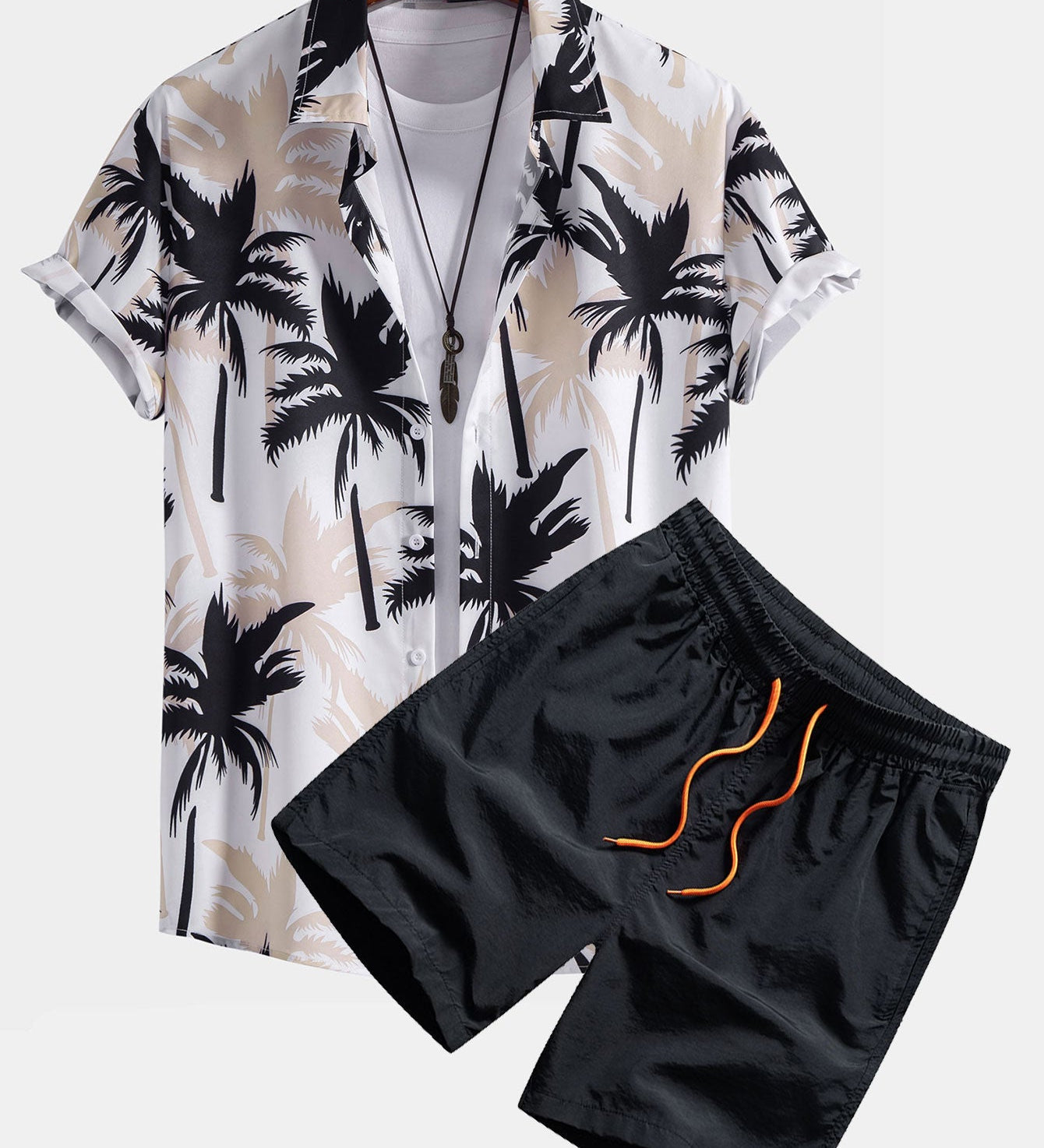 Hemd mit Palmenmuster und Shorts zum Schwimmen