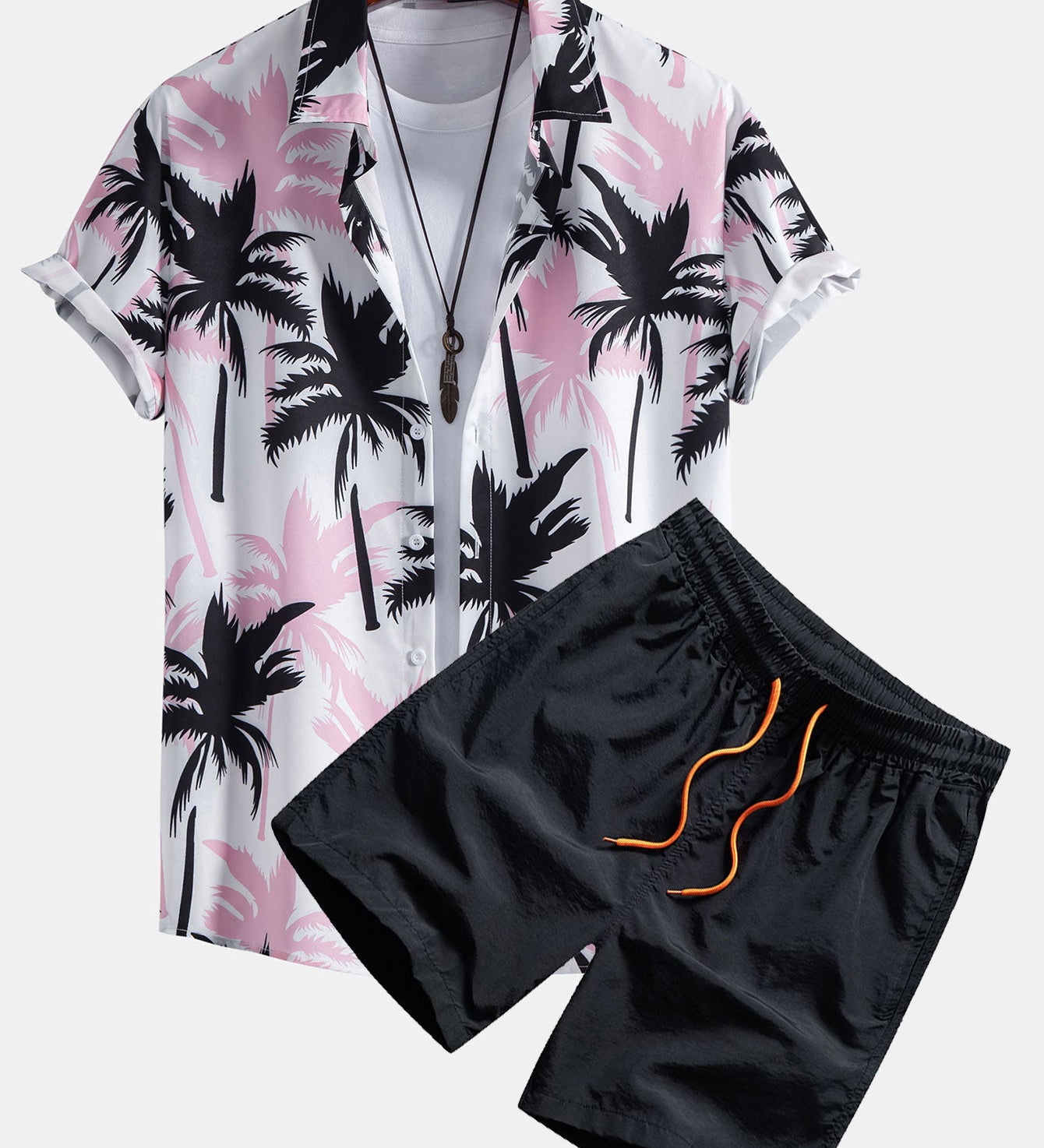Hemd mit Palmenmuster und Shorts zum Schwimmen