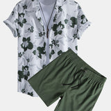 Floral Print Button Up Shirt & Swim Short