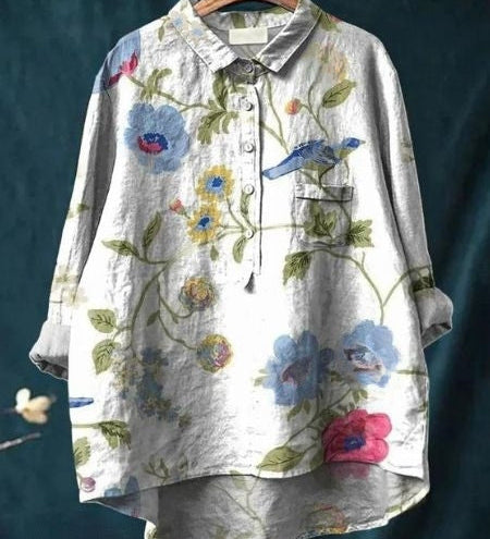 Alodia | Florale Französische Vintage-Bluse