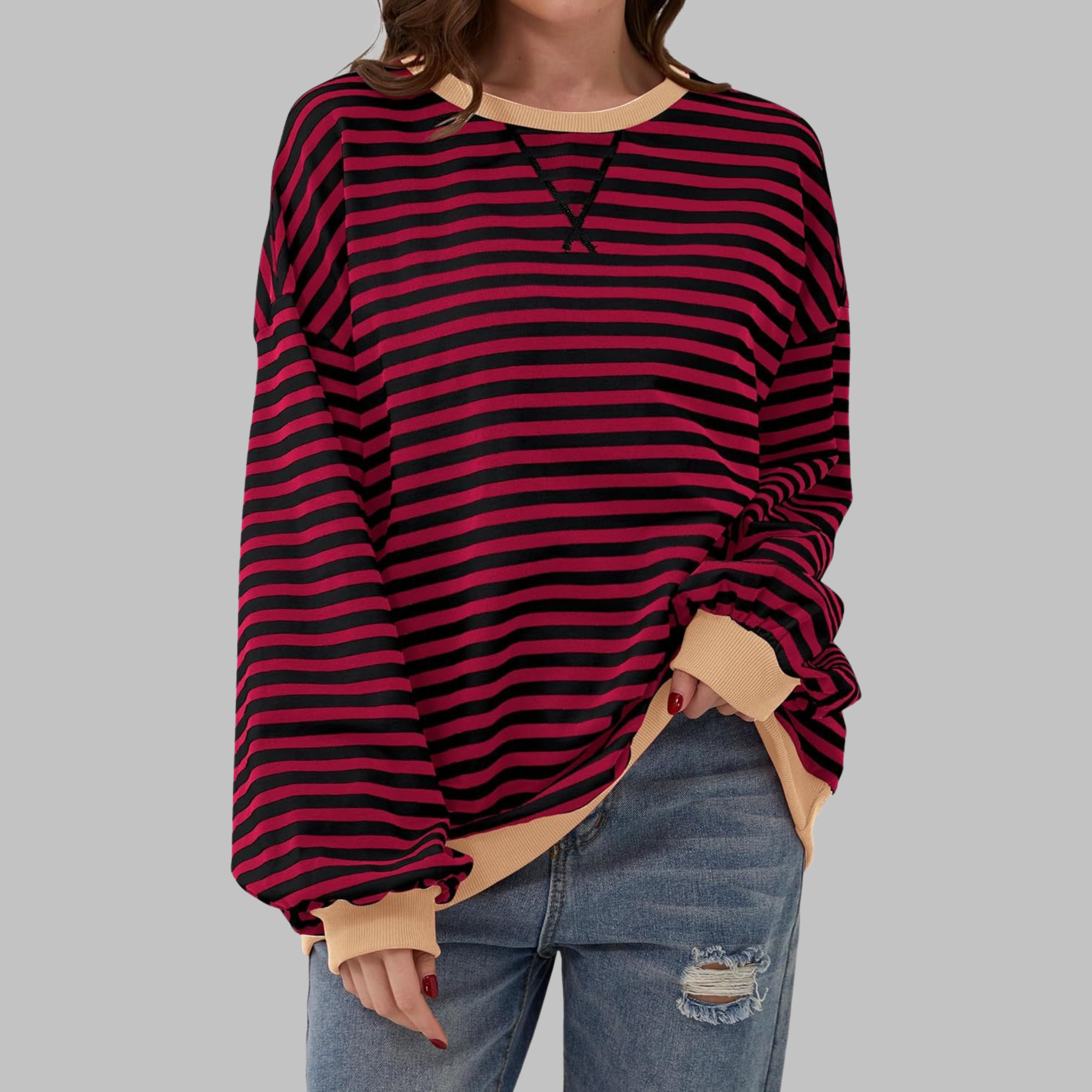 Sommerfeld | Gestreiftes Langarm-Sweatshirt mit Rundhalsausschnitt (1 kaufen, 1 gratis dazu)