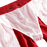 Leinenoptik Baumwollhemd mit rotem Rosen-Print und Knopfleiste & Swim Shorts