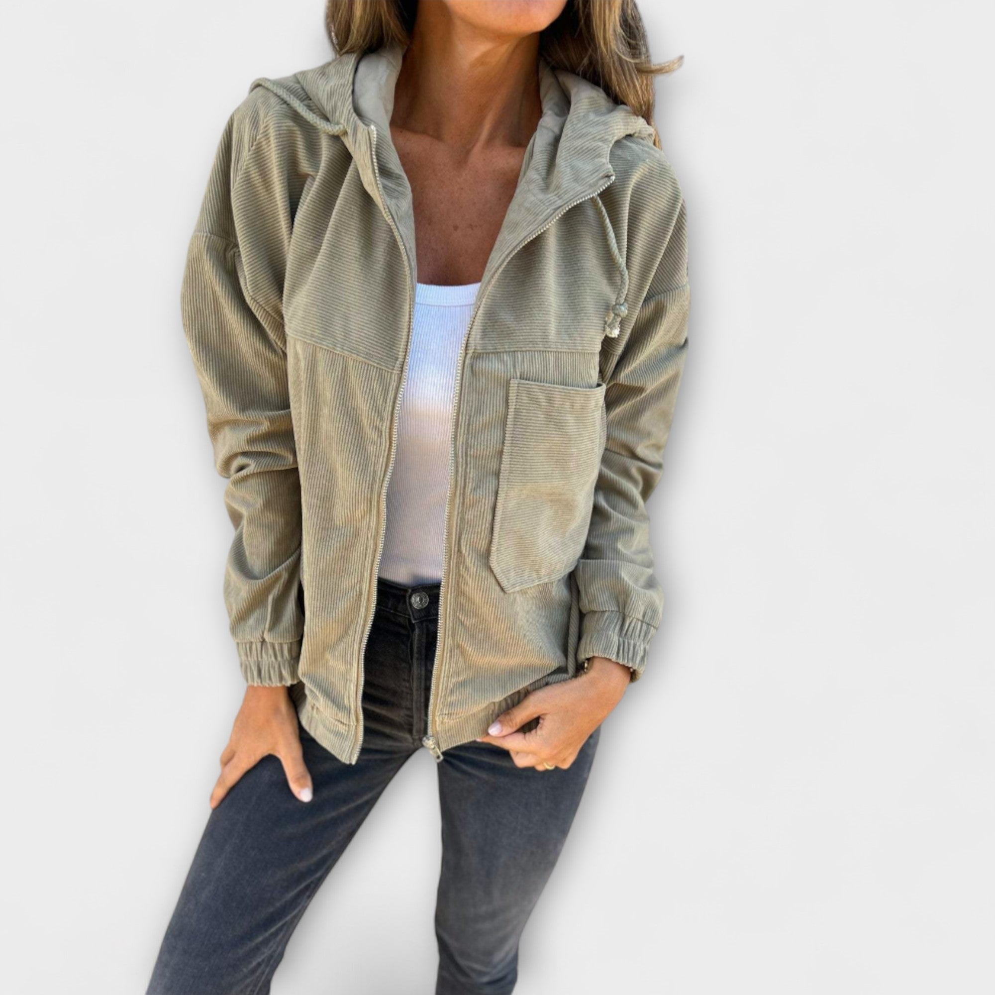 Sommerfeld™ | Ella – Kapuzenjacke aus Cord mit Reißverschluss