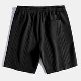 Kurzärmeliges geometrisches Jacquard-T-Shirt mit abgerundetem Saum & Shorts