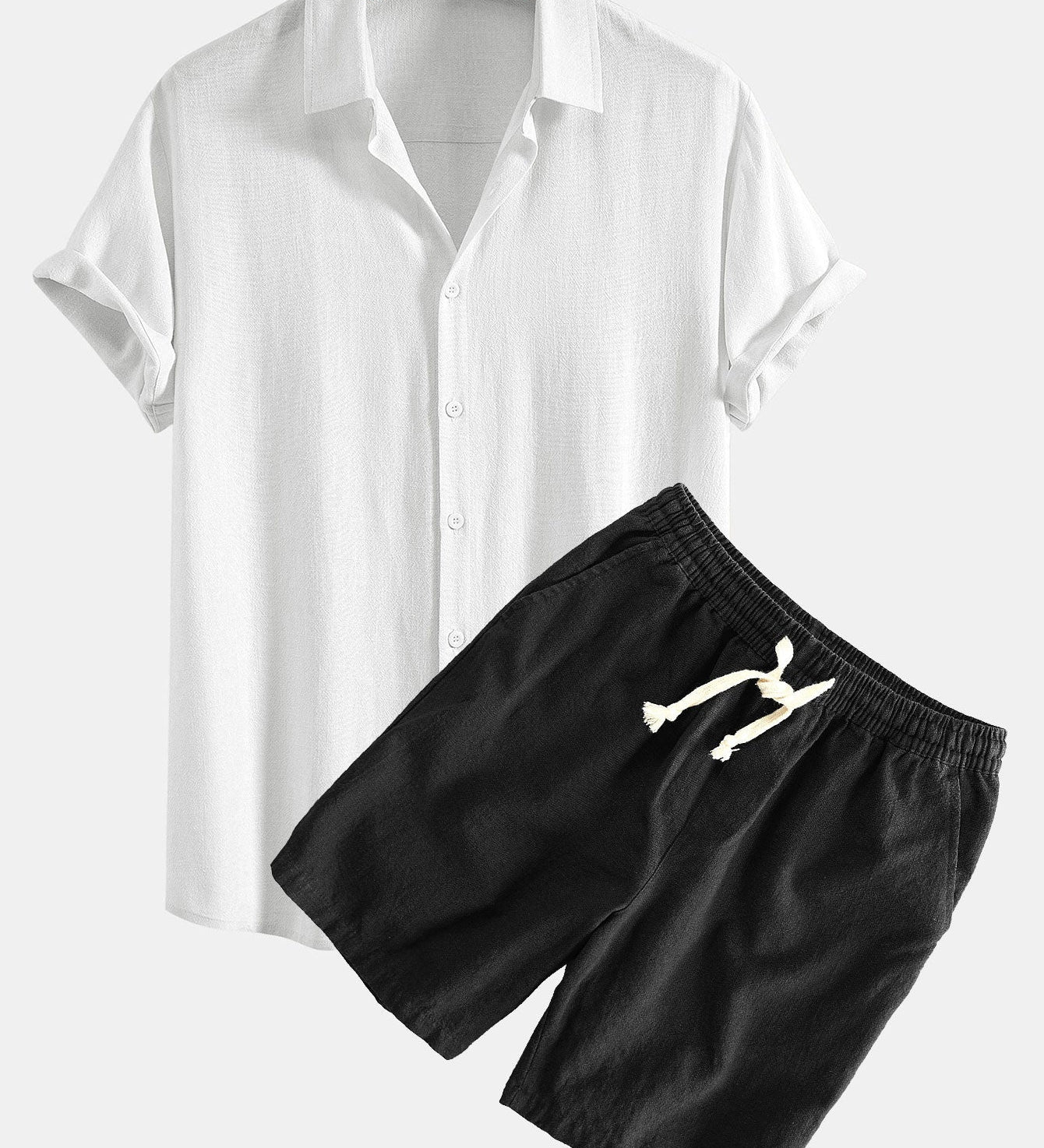 Hemd aus Leinen-Viskose-Mischung mit Knöpfen & Shorts aus Leinen-Baumwoll-Mischung mit Kordelzug