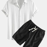 Hemd aus Leinen-Viskose-Mischung mit Knöpfen & Shorts aus Leinen-Baumwoll-Mischung mit Kordelzug