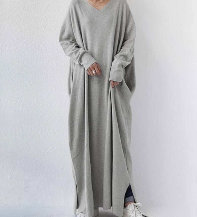 Serenya™ - Modisches Kleid mit langen Ärmeln und V-Ausschnitt