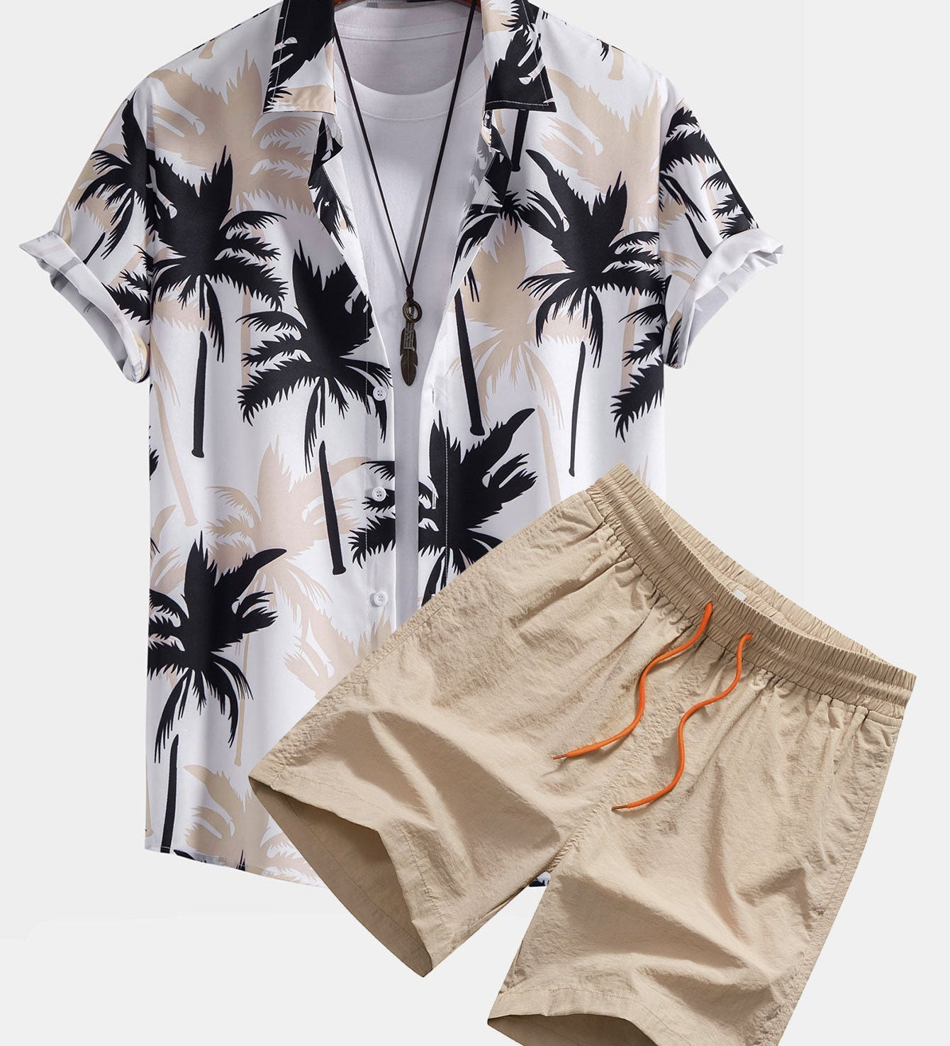 Hemd mit Palmenmuster und Shorts zum Schwimmen