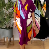 Leafara™ - Lockeres Kleid mit farbenfrohem Blattmuster