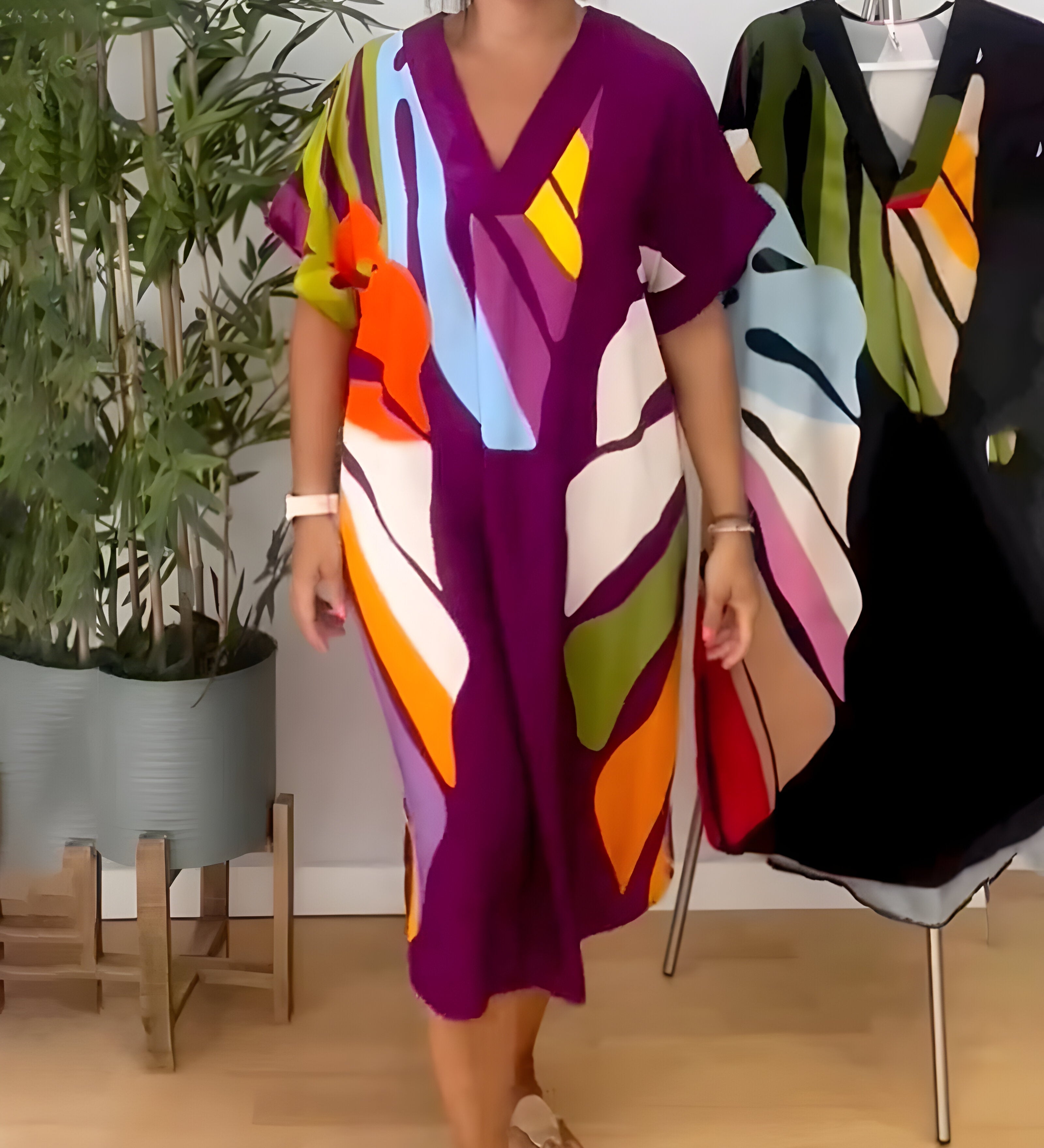 Leafara™ - Lockeres Kleid mit farbenfrohem Blattmuster