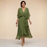 Sommerfeld | Fließendes Midikleid mit V-Ausschnitt
